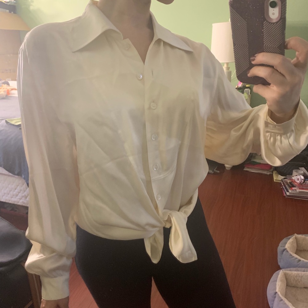 Escada silk button down cream champagne color